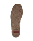 Triangle pattern brown tread with red Rieker logo on heel.