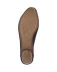 Outsole view of Women's Rieker 43754 heeled shoe displaying textured sole for grip and shock-absorbing comfort in everyday wear.