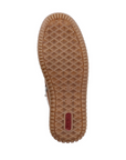 Outsole view of the Rieker 74260 ankle boot for women, featuring a grippy tread pattern for enhanced traction in winter conditions.