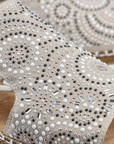 Close up of the Beige sandal with rhinestone embellishments.