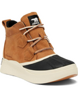 Women's Sorel Out N About IV Classic waterproof suede boot in brown with black rubber toe and white outsole.