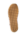 Outsole of lace-up shoe with square patter grippy rubber tread.