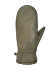 Olive green Auclair Kiva Moccasin Fingermitts for women, featuring sheepskin leather and 50g insulation for winter warmth.