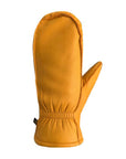 Women's Auclair Kiva Moccasin Fingermitts in mustard yellow sheepskin leather, insulated and fleece-lined for cold weather comfort.