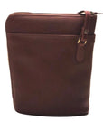 Derek Alexander two sided crossbody bag in deep brown leather with front pocket and adjustable strap, ideal for travel and daily use.