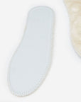 Reverse side of the fleece insoles, which is also white.