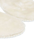 Close up of the stitching on the edges of the fleece insoles.