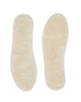 Two fluffy white fleece insoles.