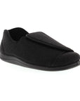Doctor Slipper in black. Black textile upper with Velcro closure and black rubber outsole.