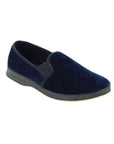 Regal 2 Slipper in Navy. A closed-back slip-on with a navy blue ribbed textile upper, black trim, and a black outsole.
