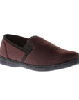 Regal 2 Slipper in Dark Brown. A closed-back slip-on with a ribbed brown textile upper, black trim, and a black outsole.