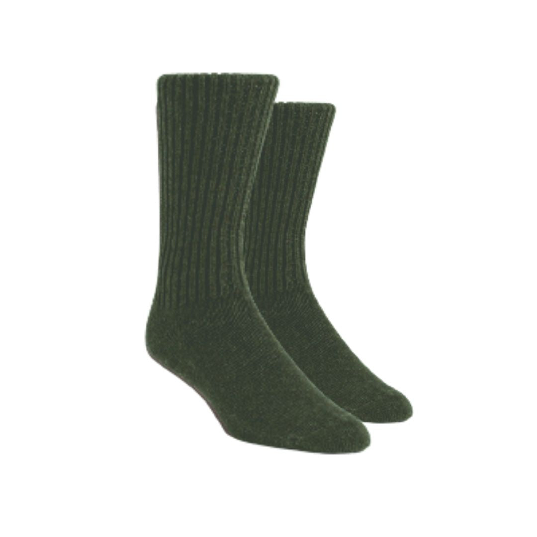 Pair of dark green cotton crew socks