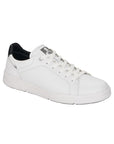 Men's Rieker 07102 Lace Sneaker in white leather with black heel accent, featuring a lightweight and flexible design for casual wear.