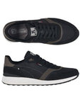 Top and side view of Men's Rieker 07602 Slip On Sneaker showcasing lace-up design, cushioned collar, and stylish panel detailing.