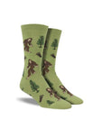 Green socks with Bigfoot and trees