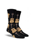 Black socks with acoustic guitar pattern