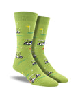 Light green socks covered in golf carts and putting holes