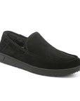 All black slip-on suede slipper.