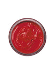 Red shoe cream polish in clear jar