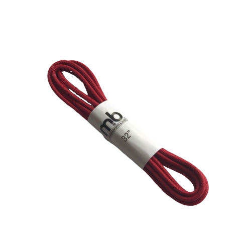 Red Beeswax Coated Round Shoe Lace, 32-inch durable cotton lace ideal for long-lasting, secure shoe tying with vibrant color.