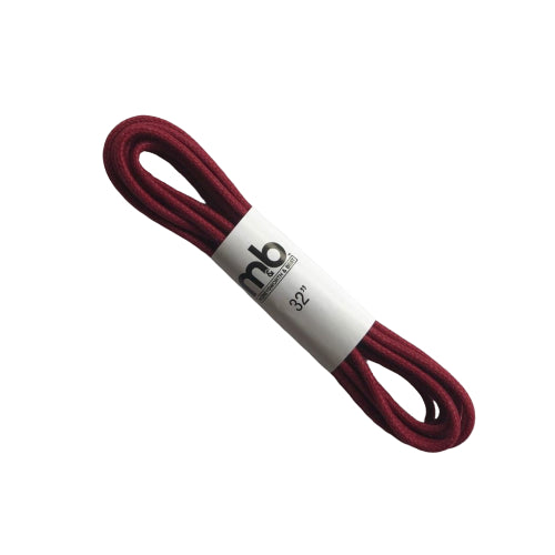 Burgundy Beeswax Coated Round Shoe Lace, 32-inch deep red lace offering long-lasting hold and stylish color for footwear.