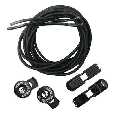 Moneysworth & Best Elastic Bungee Lace in black with locking system, ideal no tie laces for secure and adjustable shoe fastening.