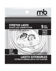 Retail package of white Moneysworth & Best Elastic Bungee Lace with stretch lace locking system for simple and stable shoe wear.