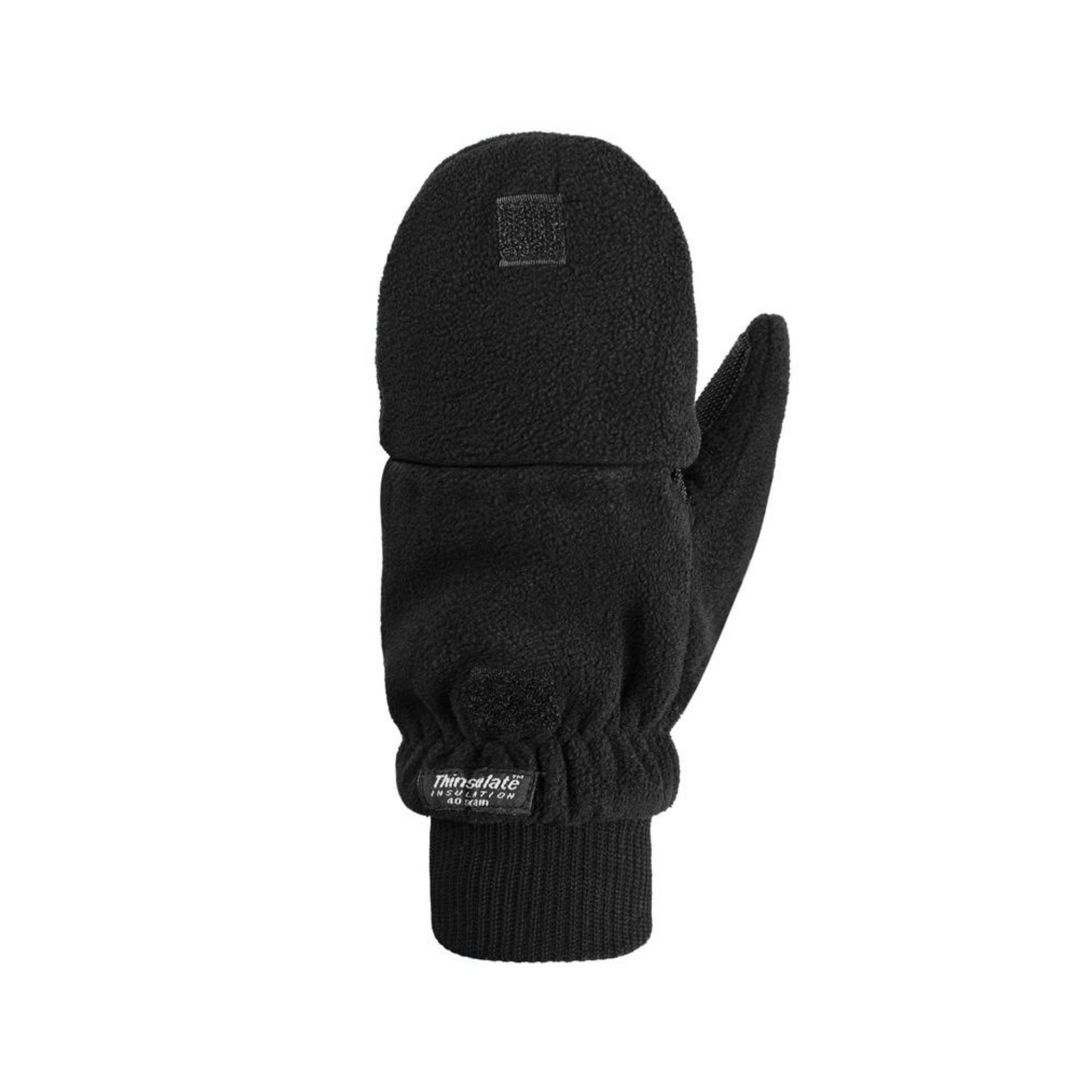 Black textile mittens with fingers covered. Thinsulate logo at cuff. 