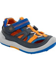 Grey, orange and blue fisherman sandal with velcro strap