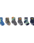 Baby Robeez 6 pack socks with dinosaur designs, crafted from soft cotton blend with non-slip soles for safe and comfy toddler steps.