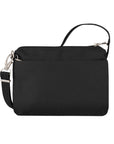 Back view of black Travelon Anti-Theft Small E/W Crossbody showing clean lines and anti-theft strap for secure on-the-go use.