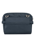 Back view of navy Travelon bag with strap.