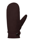 Brown suede leather mittens with drawstring at cuff