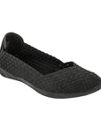 Women's Bernie Mev Catwalk Ballet Flat in solid black with breathable vegan upper and cushioned memory foam footbed for everyday wear.