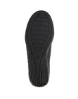 Outsole view of metallic black Bernie Mev Catwalk Ballet Flat with textured rubber sole for grip and flexibility.