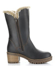 Profile view of Match boot in brown. Featuring an inside zipper closure.