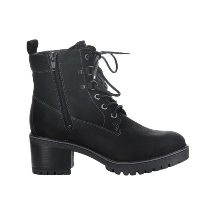 Side view of Morel ankle boot, displaying zipper closure.