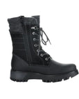 Profile view of Gala Prima boot in black. Features inside zipper.