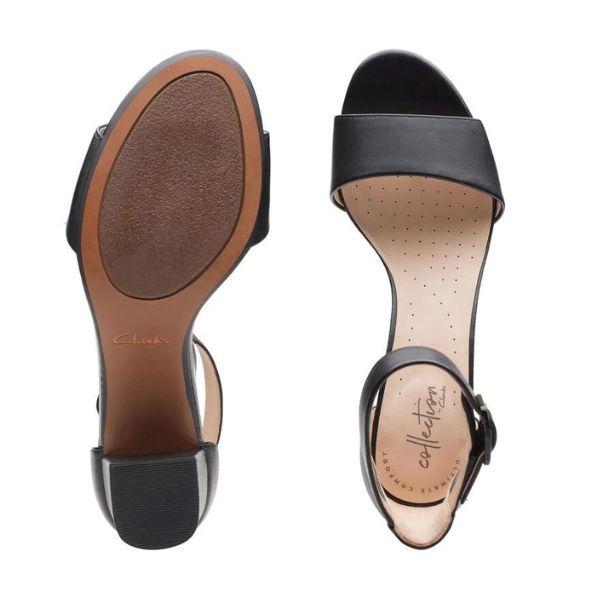 Top and bottom view of Deva Mae heeled sandal. Rubber outsole is brown. Beige footbed has small perforations for breathability.