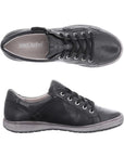 Top and side view of Caren 12 Sneaker in black. Lining is light grey with Josef Seibel logo visible.