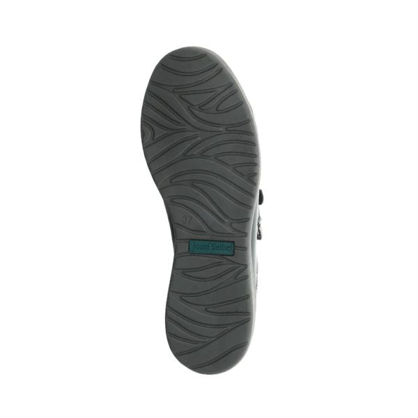 Grey rubber outsole with green Josef Seibel logo in middle