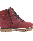 Side view of Maika Ankle Boot in Bordo. Features a black inside zipper.