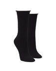 Women's McGregor non-elastic socks in black with roll top cuffs, made from soft antibacterial bamboo for breathable all-day comfort.