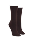 Brown bamboo Women's McGregor non-elastic socks with soft roll top cuffs, offering breathable, antibacterial comfort for sensitive feet.