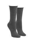Heather grey Women's McGregor bamboo socks with non-elastic roll top, crafted for softness, breathability, and odor resistance.
