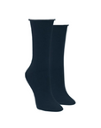 Navy blue Women's McGregor non-elastic bamboo socks featuring a loose roll top design, ideal for odor-resistant and breathable wear.