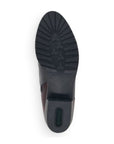 Outsole view of burgundy-black Women's Remonte D6882 boot, featuring slip-resistant tread for added grip and stability.
