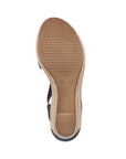 Outsole of black Rieker 624H6 Sling-Back Wedge Sandal with textured grip. Designed for traction and durability.
