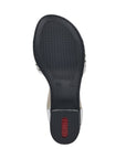 Outsole view of Women's Rieker 64677 Sling-Back Heeled Leather Sandal showing textured rubber grip for added traction and comfort.