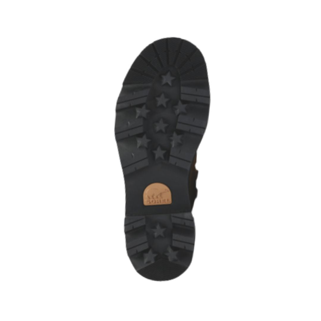 Outsole of the Women's Sorel Joan Now Lace Waterproof Boot featuring star-patterned tread for enhanced grip and durability.